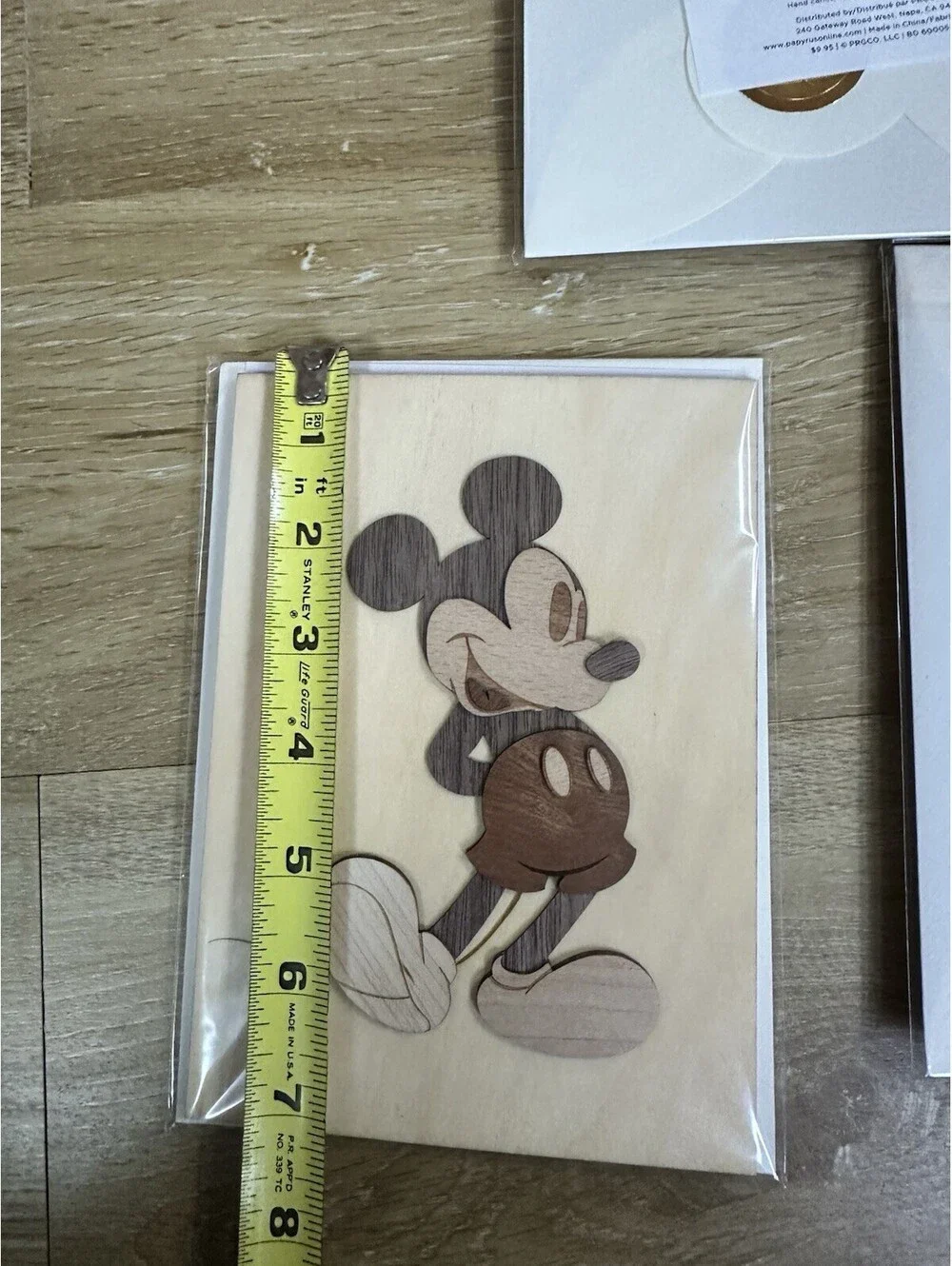 LOT OF 3 Mickey Mouse Lasercut Wood Card - PAPYRUS DISNEY Birthday Card